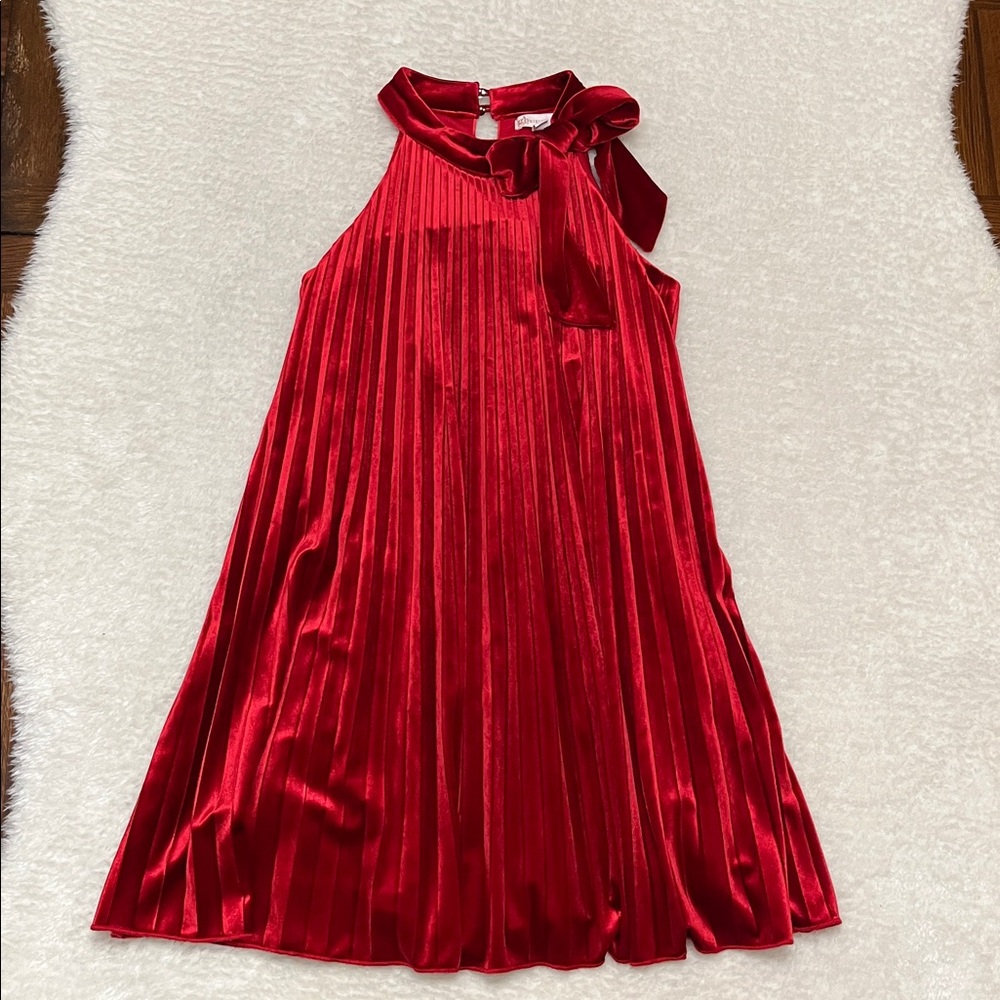 gb Girls Velvet Bow Neck Dress